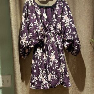 Free People Portia Printed mini dress in black cherry